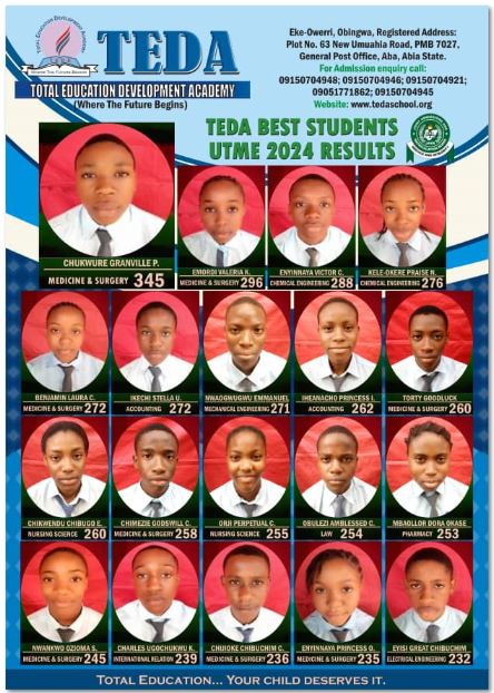 2024! TEDA School celebrates 19 students for outstanding UTME performance