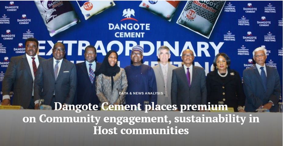 Dangote Cement places premium on Community engagement, sustainability