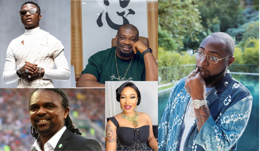 Collage Image of Davido, Don Jazzy, Wizkid, Tonto Dikeh and Kano Nwankwo