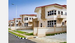 A row of real estate houses