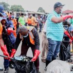 LAWMA officials cleaning the streets of Lagos