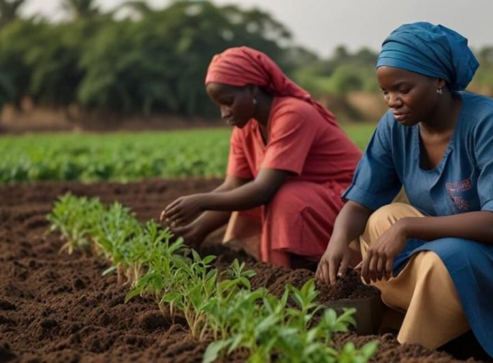 Two women farming