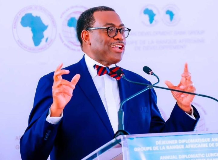 Akinwumi Adesina CON, President President of the African Development Bank giving a speech