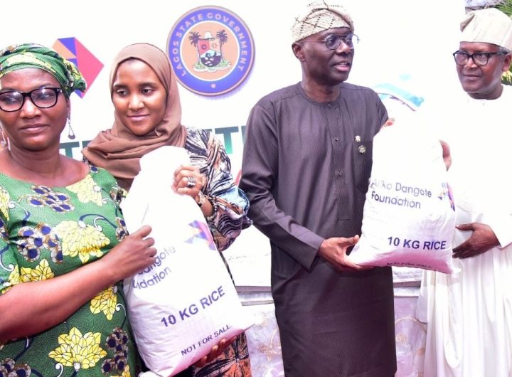 Aliko Dangote and governor Sanwo-Olu of Lagos State with others in a group photo