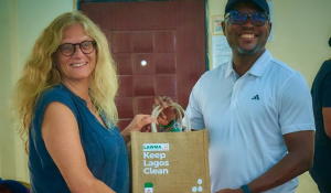 Prof. Lynn Schler, Head of the African Studies Department at Ben-Gurion University and Dr. Muyiwa Gbadegesin, LAWMA's Managing Director/Chief Executive Officer taking a photo together