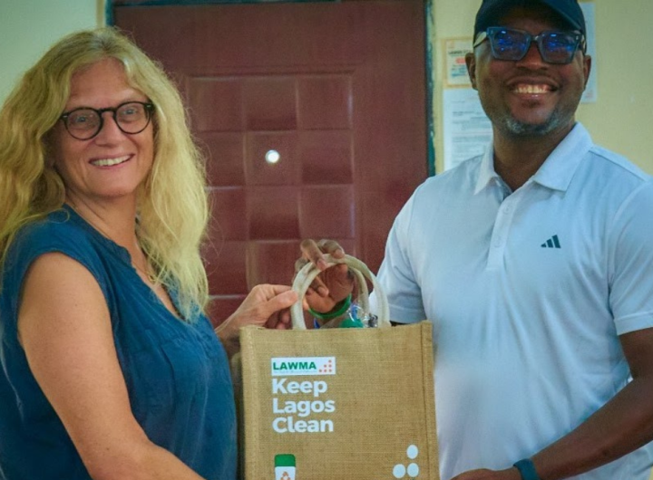 Prof. Lynn Schler, Head of the African Studies Department at Ben-Gurion University and Dr. Muyiwa Gbadegesin, LAWMA's Managing Director/Chief Executive Officer taking a photo together