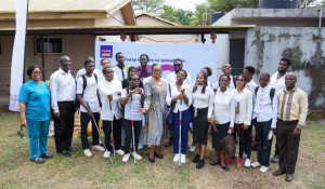 Group photo with visually impaired people