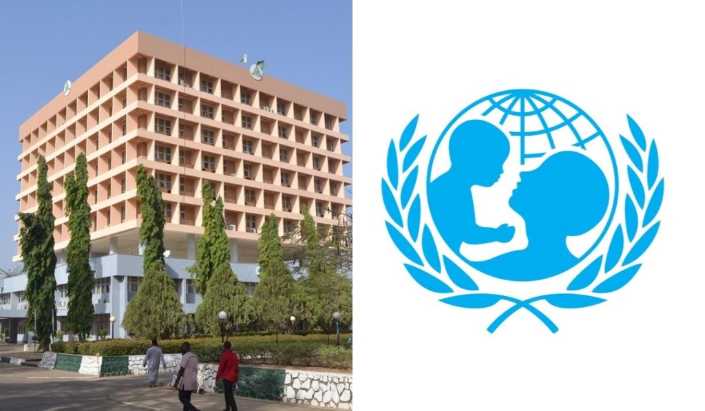 Ahmadu Bello University Building and UNICEF logo