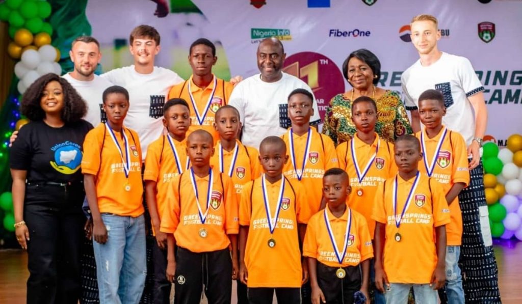 Group photo for the Union Bank Edu360 Initiative at Greensprings Football Academy Lagos, Nigeria