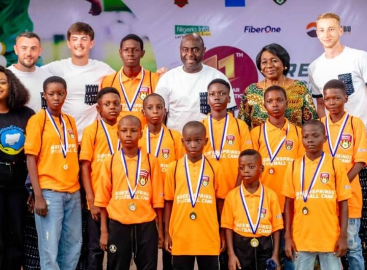 Group photo for the Union Bank Edu360 Initiative at Greensprings Football Academy Lagos, Nigeria
