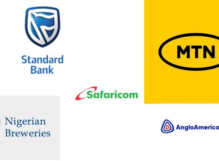 Picture grid of MTN Group, Safaricom, Nigerian Breweries, Standard Bank Group, and Anglo American Logos