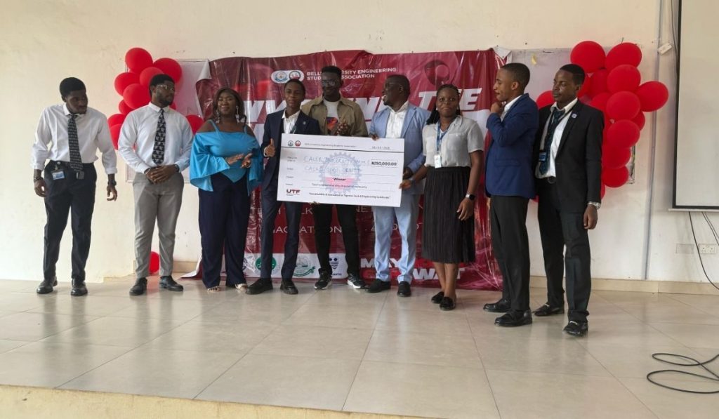 Group photo with Caleb University Students who emerged champions at Bell University's Hackathon Competition