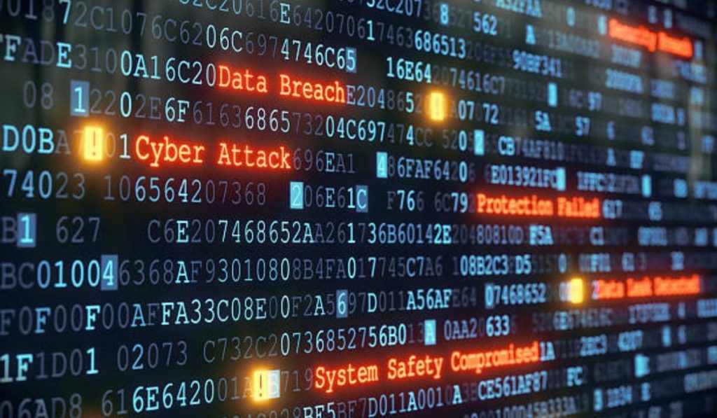 Graphics representing Cyber attack which violates corporate responsibility