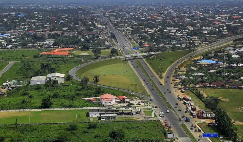 Ariel shot of a well-planned town in Nigeria with proper waste management effect