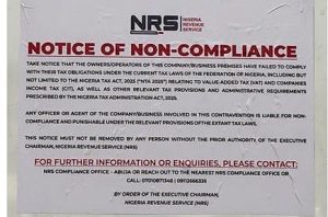 Notice of non-compliance from the FIRS