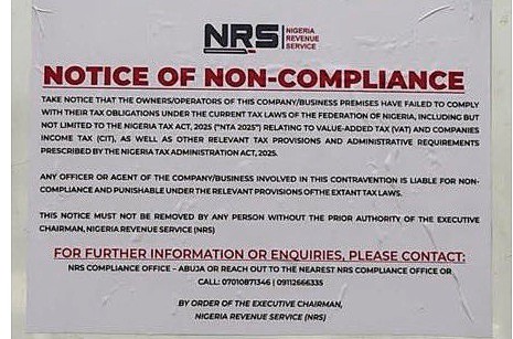 Notice of non-compliance from the FIRS