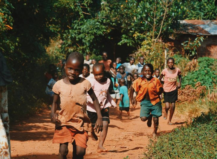 African children running happily