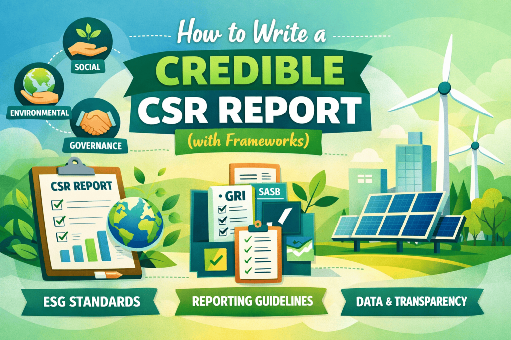 Infographic showing How to write a credible CSR Report