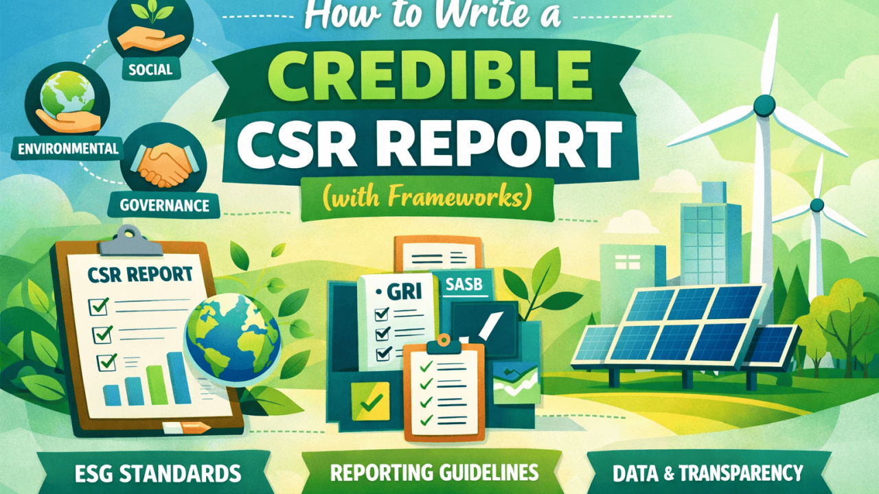 Infographic showing How to write a credible CSR Report