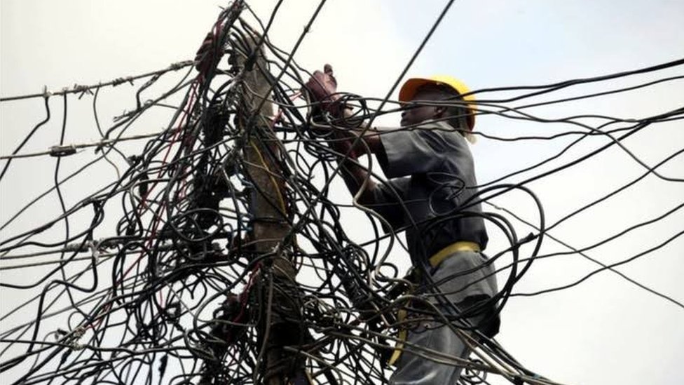 Jumble of Wire with Electrician.