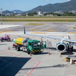 Plane being fueled