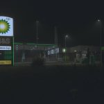 BP Petrol Station at Night