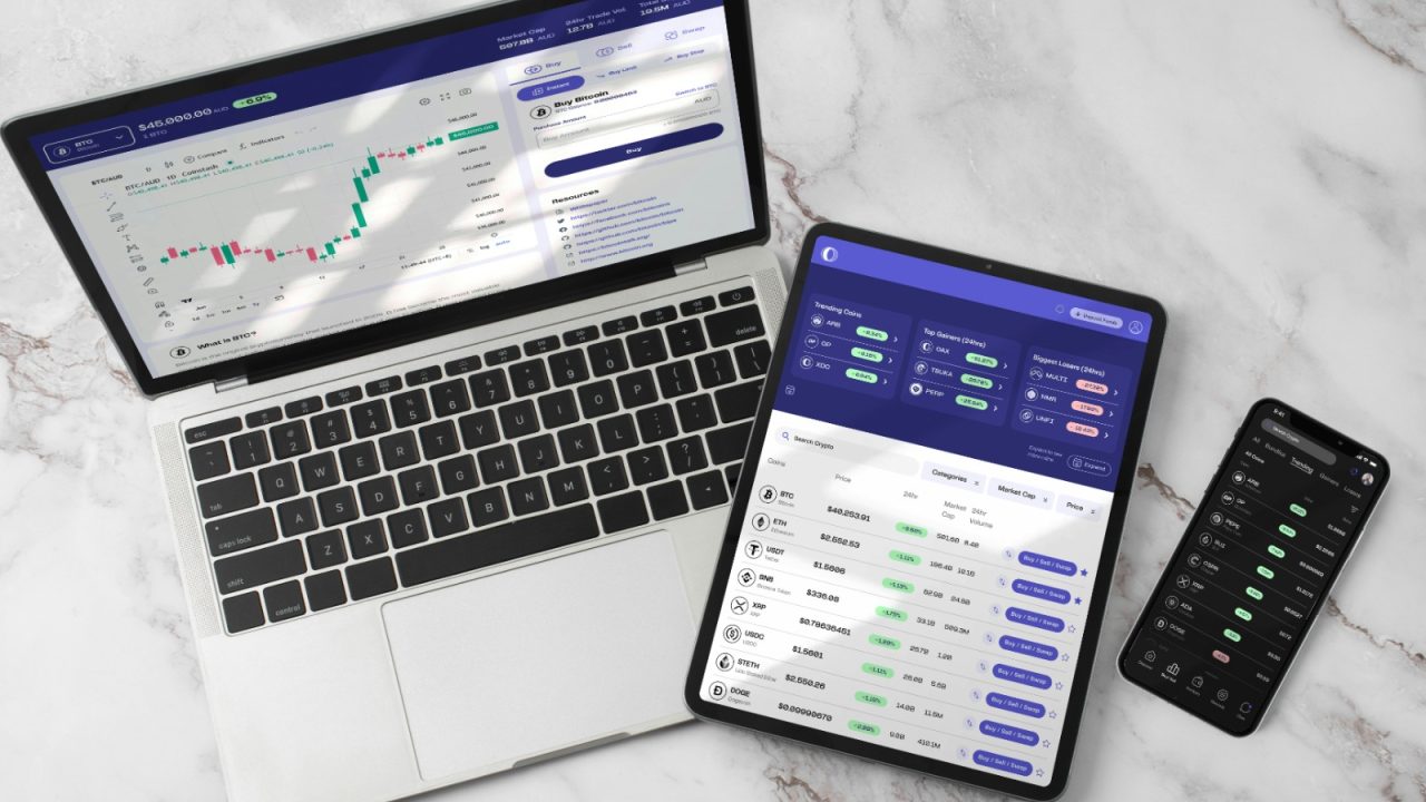 Investments on Laptop, tablet and phone screens