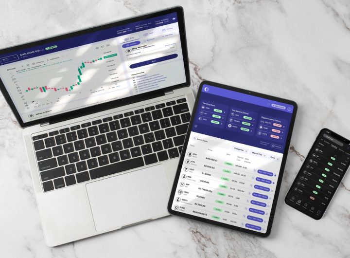 Investments on Laptop, tablet and phone screens