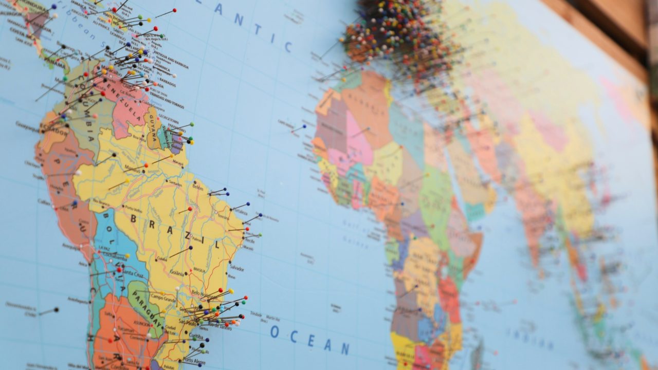 Map of Brazil on Globe