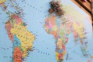 Map of Brazil on Globe