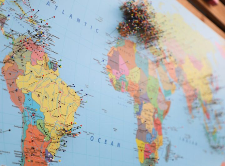 Map of Brazil on Globe
