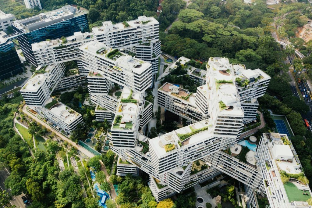 Green buildings in a neighbourhood