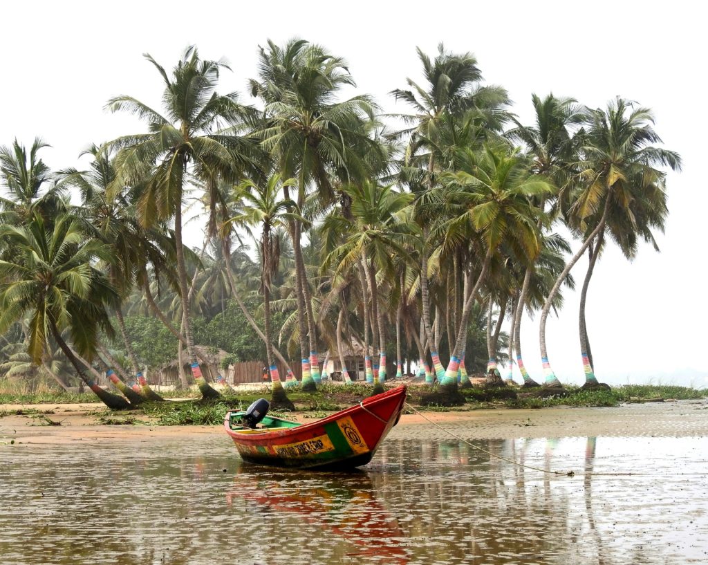 Ghana water body with a boat