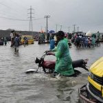 Flooded road in Lagos