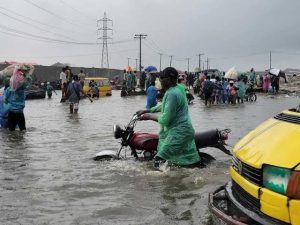 Flooded road in Lagos
