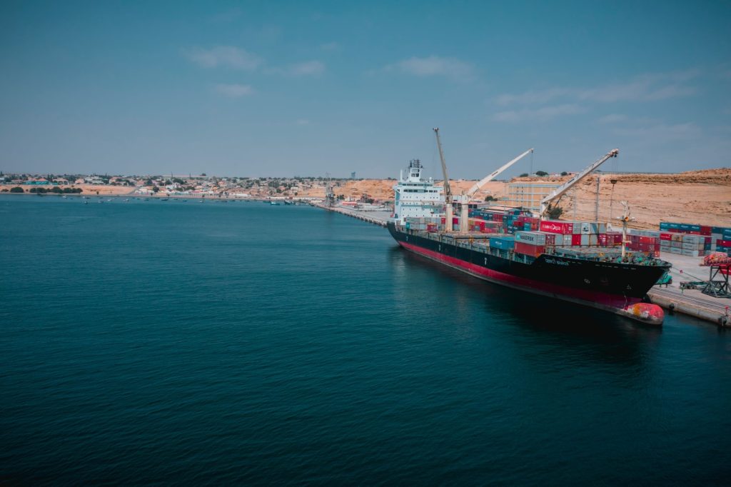 Container vessel at a port