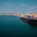Container vessel at a port