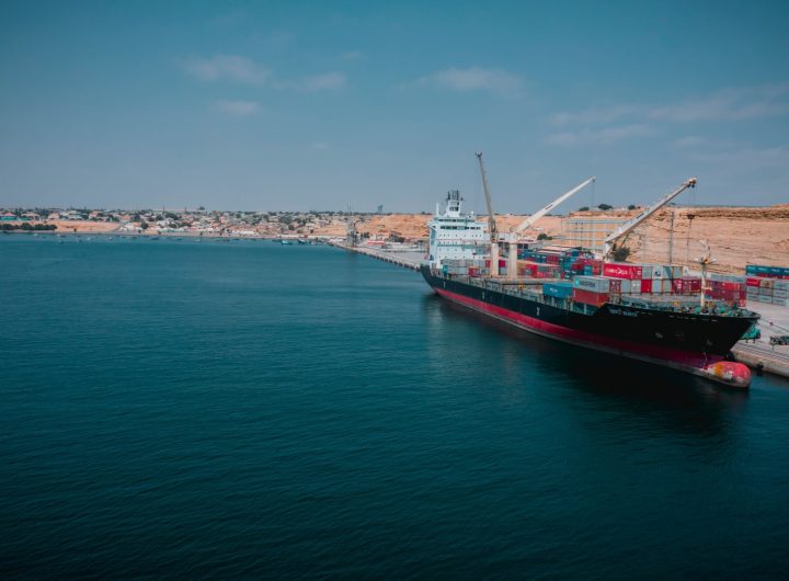 Container vessel at a port
