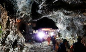 Inside a mine with equipment