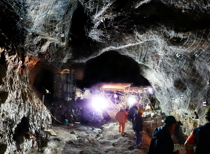 Inside a mine with equipment