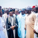 R-L: Alh. Jamilu Abdussalam, CEO, Hajjaj ZOEC Real Estate; Hassan Aliyu, MD/CEO, ZOEC Construction; Barr. Abdulkarim Kabiru Maude, Kano State Commissioner of Justice; Ahmed Idris, former Accountant General of the Federation, and ⁠Dr. Mansur Muhtar, Chairman, Bank of Industry,; with other dignitaries, during the launch of the Hajaj-Zoec Digital Market in Kano, Saturday