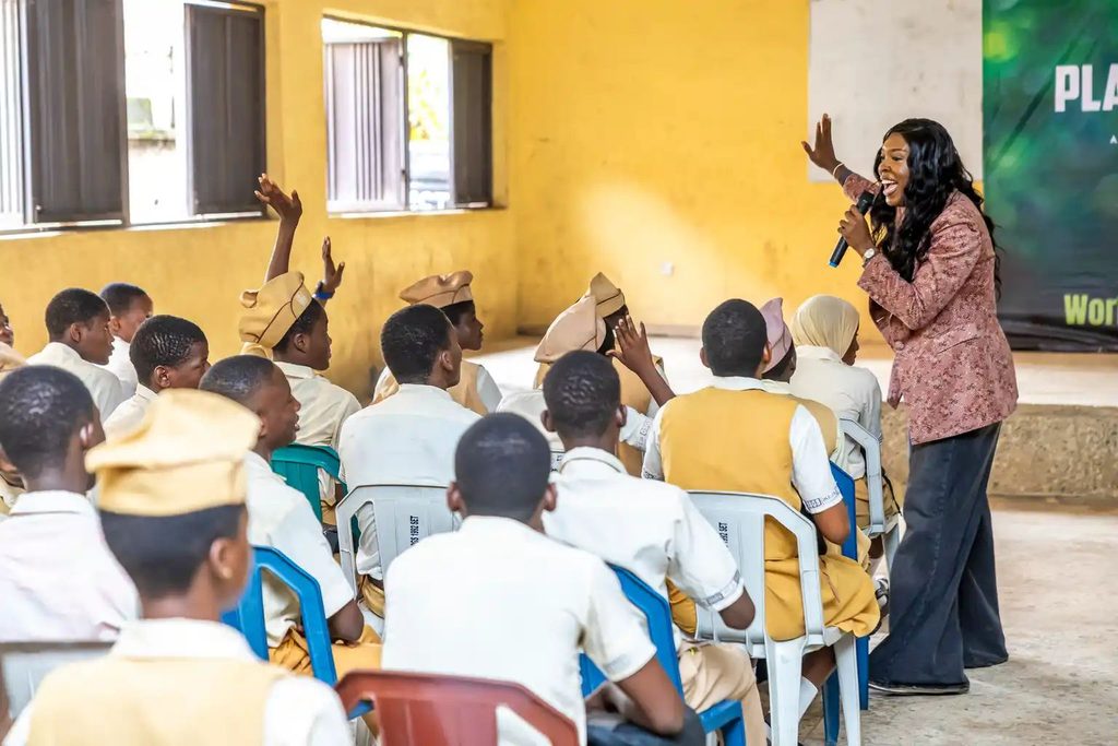 Dr Chinedu Azih Teaching Recycling in a school