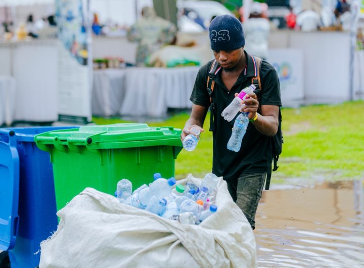 young man recycling waste