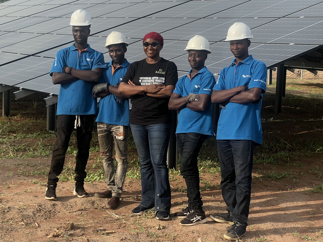 Habiba Ali and solar energy panels team