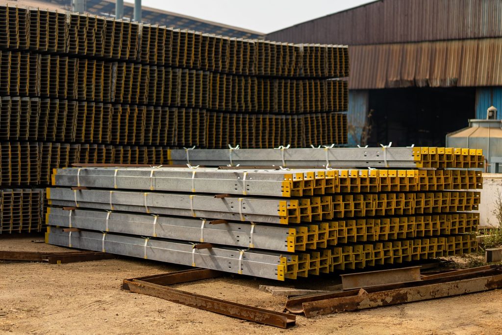 Steel factory with materials