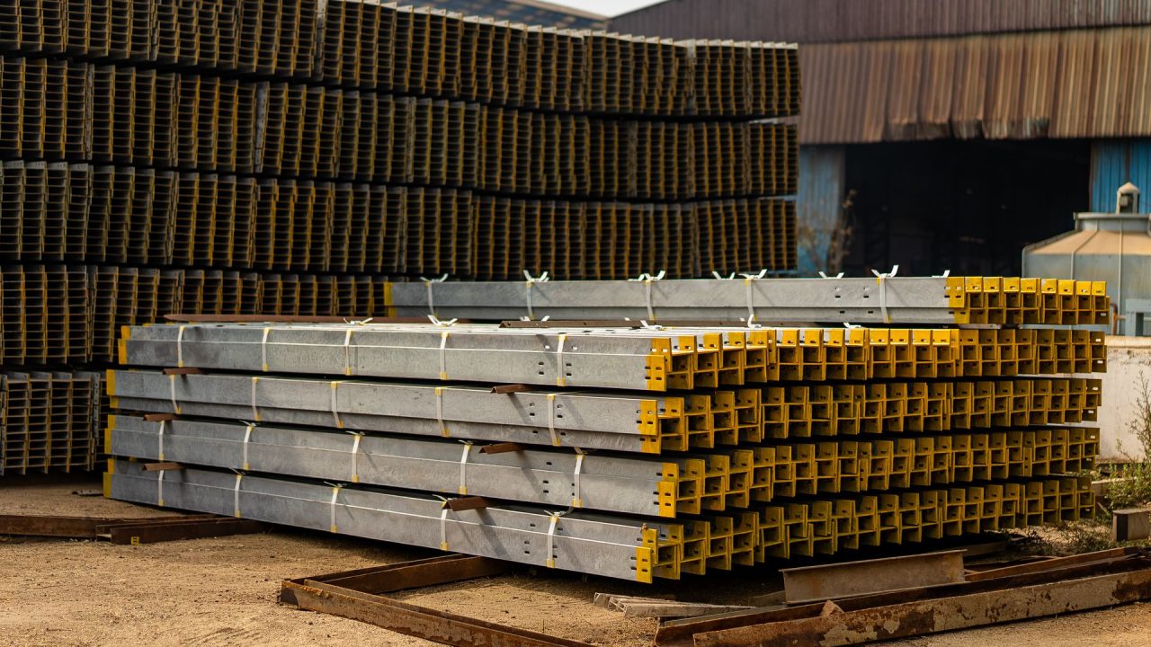 Steel factory with materials