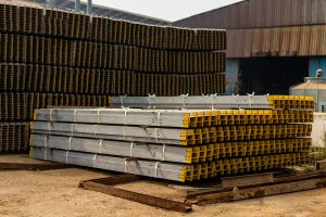 Steel factory with materials